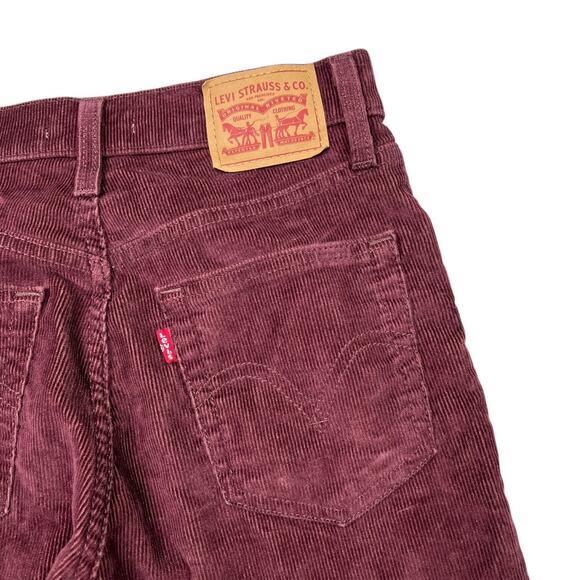 Levi’s High Waisted Corduroy Relaxed Tapered Mom Jeans Burgundy Brown Womens 25 - Picture 3 of 7